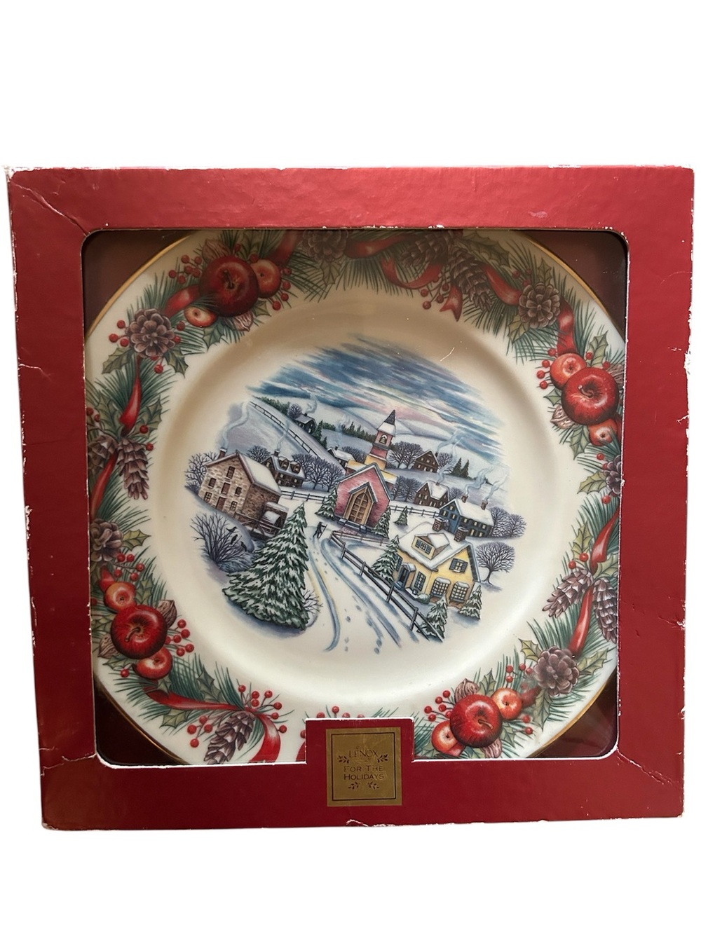 Lenox Red and Green Winter Village Decorative Plate